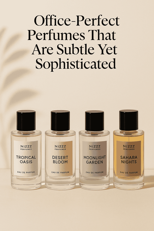 Premium Nizzz Perfumes collection for office wear, featuring elegant and subtle Eau de Parfums.